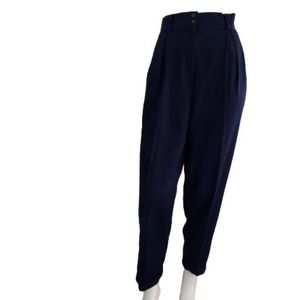 Vintage 90s High Waist Pleated Cuffed Pants, Blue